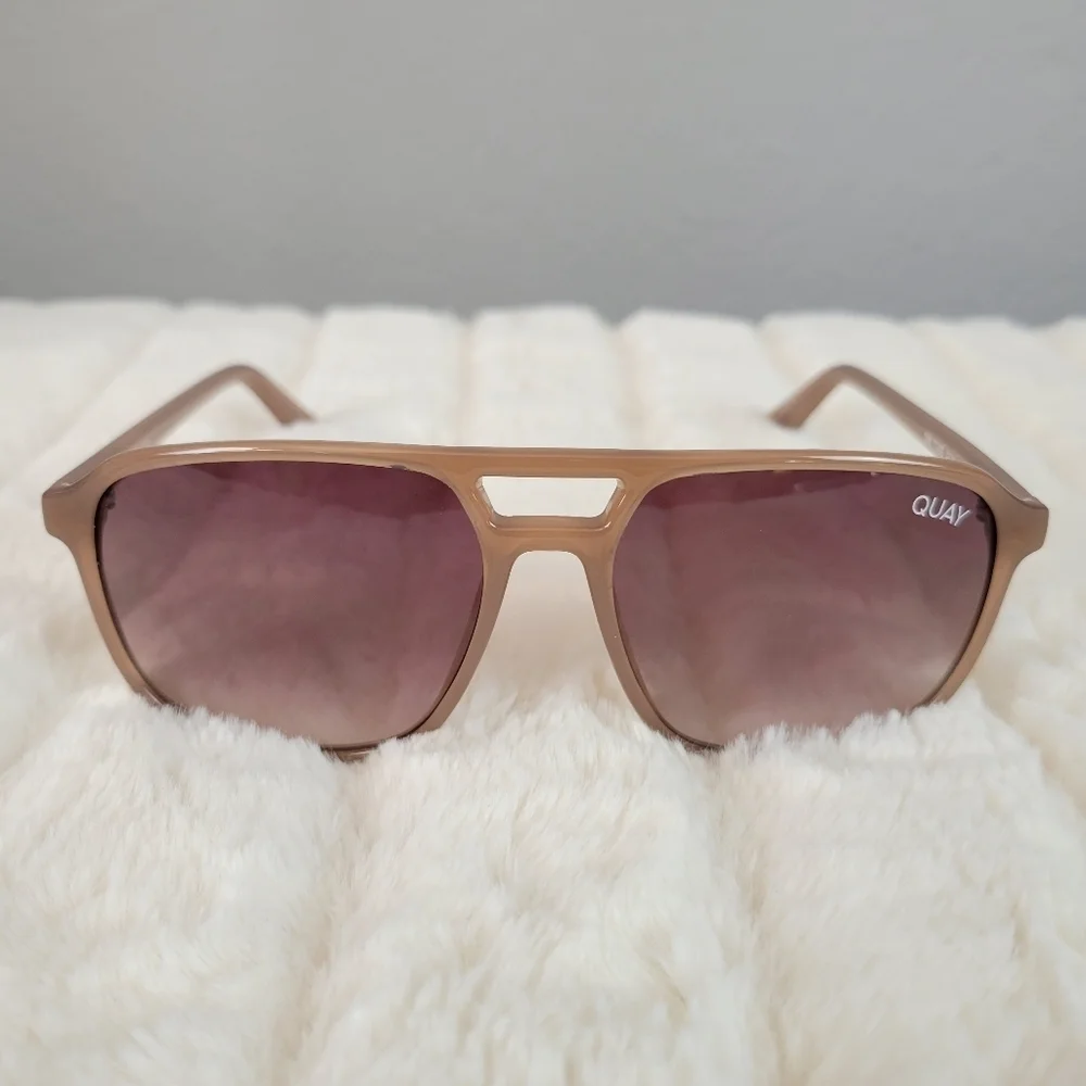 QUAY // ltd ed retro-chic plastic oat frame brown fade lens aviators jlo - Picture 6 of 16